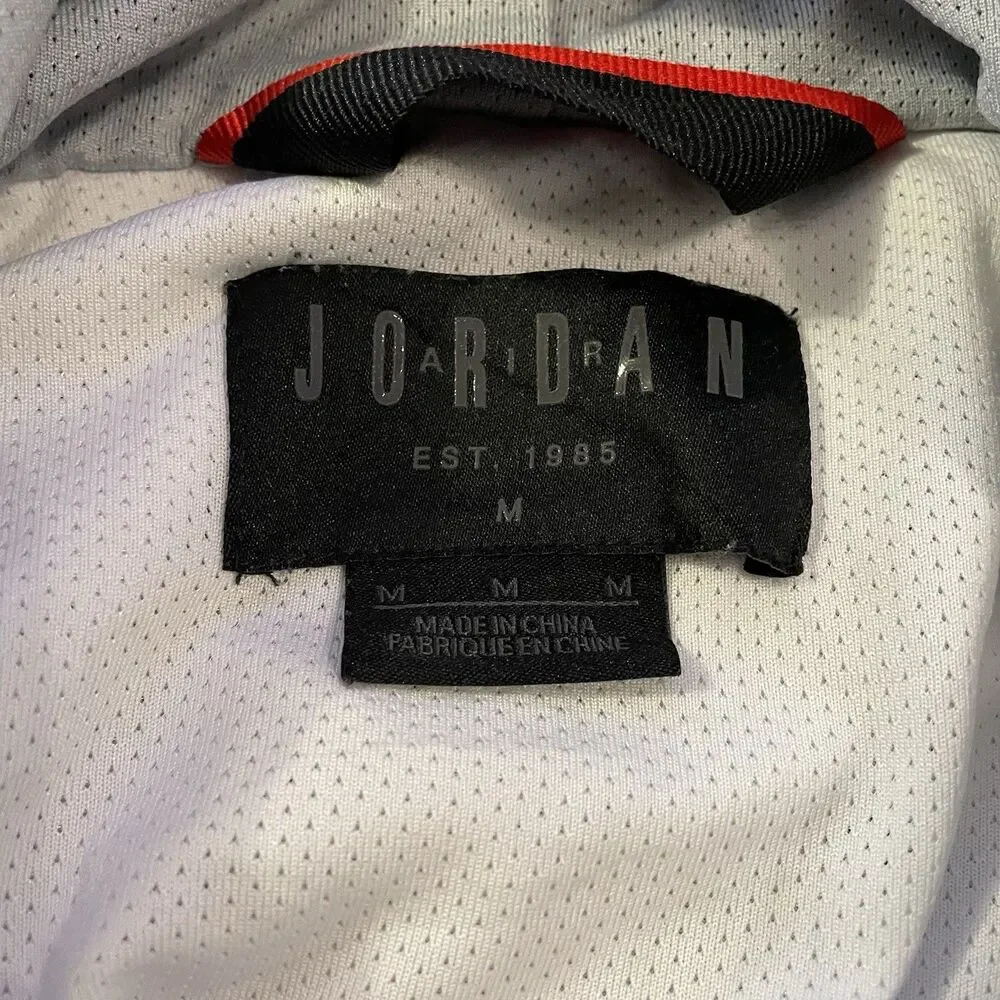 Nike Air Jordan Wings Anorak Jacket Mens M Black White Spellout Pullover Hoodie